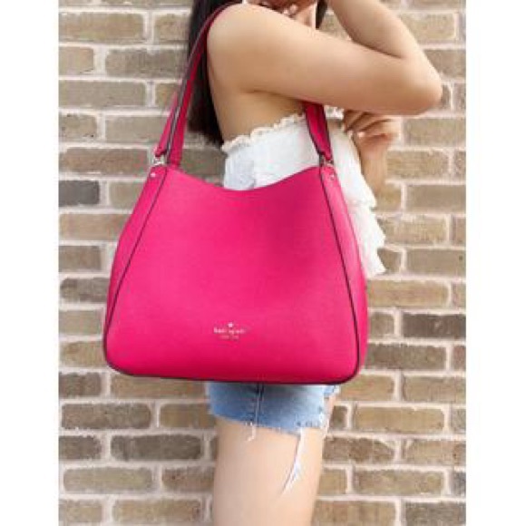 Kate Spade Leila Triple Compartment Shoulder Bag Leather Bright Rose - Picture 10 of 10